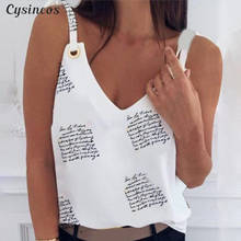 CYSINCOS Camisole Tank Tops Women Pineapple Print Tops Female Casual Loose Deep V-Neck Sexy White Plus Size Sleeveless Tee Shirt 2024 - buy cheap