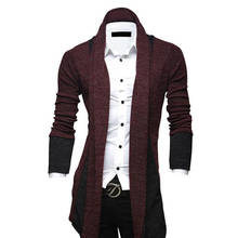 Suéter masculino slim com manga comprida de malha, casaco trench coat jaquetas social top ty66 2024 - compre barato