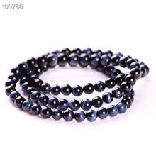 Natural Hawk Eye Blue Tiger's Eye Bracelet Gemstone 6mm Round Beads 3 Laps Round Beads Necklace Crystal Stretch AAAAA 2024 - buy cheap