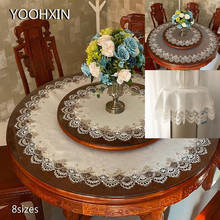 High quality 3colors Lace satin round Embroidered table cover cloth towel Christmas wedding kitchen tablecloth placemat decor 2024 - buy cheap