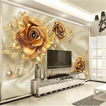 wellyu Customized large murals fashion home decoration 3d luxury gold jewelry flowers silk jewelry TV background wallpaper 2024 - buy cheap