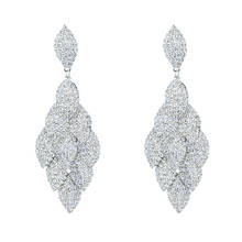 Chran Classic Leaves Design Silver Plated Rhinestone Bridal Wedding Earrings Chandelier Dangle Women Party Earrings 2024 - buy cheap
