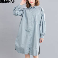 DIMANAF Plus Size Women Blouse Shirt Office Lady Basic Tops Tunic Cotton Long Sleeve Clothing Loose Button Cardigan Spring 2021 2024 - buy cheap