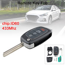 Chave remota do carro de 4 botões 433mhz com chip id60, apto para hyundai sonata 2014-2017 2024 - compre barato