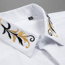 New Black White Male Shirts Luxury Floral Embroidery Long Sleeve Casual Mens Dress Shirts Fashion Slim Fit Party Man Shirts 2024 - buy cheap