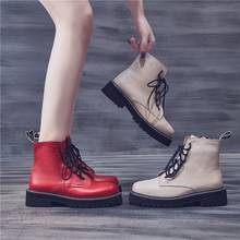Bota de couro genuíno para mulheres, calçado de qualidade feminino cano curto preto de neve com cadarço para outono e inverno 2021 2024 - compre barato
