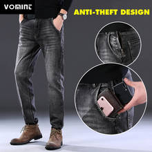 Calça jeans masculina anti-roubo, nova moda casual para homens, calça de pé alto, anti-roubo, preto, 2020 2024 - compre barato