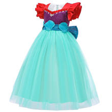 Vestido infantil de natal, 2020, vestido com lantejoulas, laço grande, cosplay de sereia, fantasia de princesa, festa de aniversário 2024 - compre barato