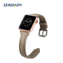 Pulseira de couro colorida para apple watch, modelos se 6/2/1 40mm 44mm e iwatch 1/2/3 38mm 42mm 2024 - compre barato