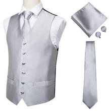 2020 nuevo chaleco de plata de moda para hombre 100% Chaleco de seda traje Jacquard sólido pañuelo gemelos Formal de fiesta de negocios 2024 - compra barato