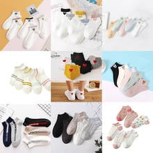 Calcetines tobilleros con dibujos de animales para mujer, calcetín Invisible con orejas de gato y perro, Kawaii, 3D, 5 pares 2024 - compra barato