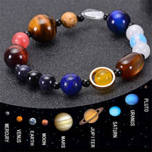 Pulseira de pedra natural de planetas universo solar, pulseira para mulheres e homens chakra braceletes de yoga joias para presente de natal 2024 - compre barato