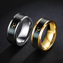 Кольцо Rinhoo с функцией измерения температуры, умное чувства эмоции настроения из нержавеющей стали, кольца для мужчин и женщин ювелирных изделий 2024 - купить недорого