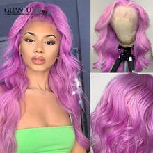 Purple Human Hair Wig Pre-Plucked Pink Lace Front Wig Body Wave Colored Transparent Lace Frontal Wig Brazilian Remy Wavy 2024 - buy cheap