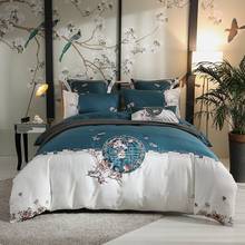 Luxury Chinese Style Classic Embroidery 100S Satin Egyptian Cotton Bedding Set Duvet Cover Bed Linen Fitted Sheet Pillowcases 2024 - buy cheap