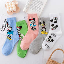 Disney-Calcetines cortos de algodón para mujer, de Mickey y Minnie, estilo Harajuku japonés coreano, para verano 2024 - compra barato