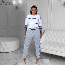 RMSFE 2021 European And American Women's 5-Sleeve Round Neck Fashion Color Contrast Sports Leisure Suit  Set 2024 - buy cheap