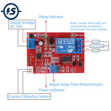 12V Vibration Delay Relay Module 1-180s Adjustable Delay Control Switch Alarm 2024 - buy cheap