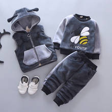 Hot 3Pcs 2019 Baby Kids Winter Clothing Set Newborn Thick Cotton-Padded Clothes for Boys Girls 0-4Y Hooded Vest Jacket Coat Tops 2024 - buy cheap