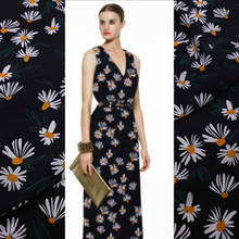 Digital Printing Crepe De Chine Mulberry Silk Fabric Summer New Black Daisy Clothing Dress Cloth by the Meter Sewing Material 2024 - buy cheap