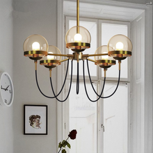 Americano Retro Vidro Âmbar E27 Pingente Chandelier Iluminação Lustre de Metal Lustre De Led Lamparas Iluminação Interna Para Foyer 2024 - compre barato