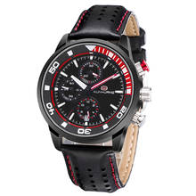 Men Waterproof Sport Chronograph Military Quartz Wristwatch Leather Band Black Watches 2020 2024 - buy cheap