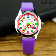 Relógio infantil de couro pu, relógio com pulseira de grade em couro para meninas, com detalhes de desenho animado 2024 - compre barato