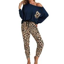 Outfit Women Set Blouse Long Sleeve Top Skinny Pants Leopard Loungewear Spring/Autumn Female Two-piece suit 2024 - buy cheap