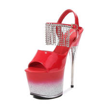 Mclubgirl 2021 новые женские сексуальные сандалии на платформе с украшениями для вечевечерние сексуальные очаровательные женские туфли сандалии для ночного клуба LFD 2024 - купить недорого