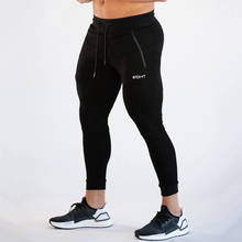 Брюки мужские облегающие для спортзала, Джоггеры для бега, тренировочные штаны, фитнес-бодибилдинга, черные спортивные хлопковые брюки для бега 2024 - купить недорого