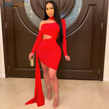 ZKYZWX Plus Size Women Clothing One Shoulder Long Sleeve Bandage Bodycon Dress Birthday Outfits Sexy Night Club Party Dresses 2024 - buy cheap