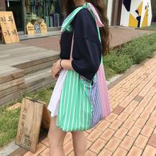 women's bag Canvas Tote bag Single Bow Lady Striped Shoulder Bags for teenage girls shopping bag Travel bag handbags ladylike 2024 - buy cheap