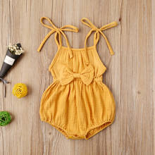 Newborn Baby Girl Bowknot Bodysuit Summer Baby Clothes Sleeveless Strap Belt Jumpsuit Cute Baby Girl Cotton Bodysuits 0-24M 2024 - buy cheap