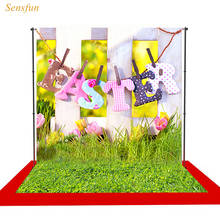 LEVOO фон для фотосъемки Пасхальный тюльпан Весенняя трава Солнечный забор фон для фотосъемки декор для фотостудии 2024 - купить недорого