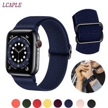 Ремешок резиновый для Apple watch band 44 мм 40 мм 38 мм 42 мм, регулируемый эластичный нейлоновый соло-браслет для iWatch series 3 4 5 6 se 2024 - купить недорого
