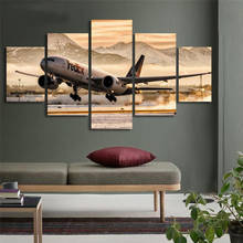 Lienzo para pared, obra de arte con impresión HD, 5 paneles, pintura de avión, paisaje, póster decorativo para el hogar, imagen Modular moderna para sala de estar 2024 - compra barato