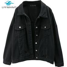 Женская Весенняя и осенняя Модная брендовая винтажная черная джинсовая куртка в Корейском стиле, Женская Повседневная Свободная негабаритная куртка, пальто, ткань 2024 - купить недорого