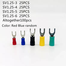 Sv1.25-3/4/5/6 100pcs Furcate Terminal Cable Wire Connector Insulated Wiring Terminals Electrical Lug Crimp Terminal  Red Blue 2024 - buy cheap
