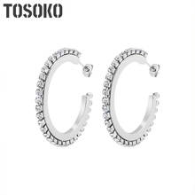 TOSOKO Stainless Steel Jewelry Star Studded Black And White Zircon Earrings  Exaggerated Semicircle Earrings BSF367 2024 - buy cheap