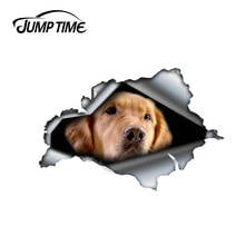 Jump Time 13cm x 8.5cm Decal Golden Retriever 3D Sticker Torn Metal Decal Wild Animal Car Stickers Window Bumper Car Styling 2024 - buy cheap