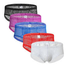 5PCS Sexy Underwear Men Boxershorts Sexy Underpants Breathable Mesh Lace Floral Gay Underwear Cueca Masculina Boxers Men Panties 2024 - buy cheap
