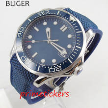 Мужские наручные часы с автоподзаводом, простой браслет из голубого керамического стекла с сапфировым стеклом, с резиновым ремешком, 41 мм 2024 - купить недорого