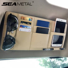 Car Sun Visor Storage Bag Universal Car Organizer Sunglasses Holder Pu Leather Stowing Tidying Box For Card Ticket Keys Storage 2024 - купить недорого