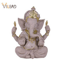 VILEAD Nature Sandstone India Elephant God Statuettes Indian Ganesha Figurines Hindu Fengshui Elephant-Headed God Buddha 2024 - buy cheap
