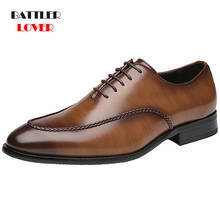 Zapatos de vestir Oxford de cuero de vaca genuino para hombre, zapatos planos formales de negocios, calzado de lujo de diseñador para fiesta de Navidad y boda 2024 - compra barato