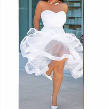 Женское облегающее платье, Белое Облегающее платье с открытыми плечами, сеточкой и тюлем 2024 - купить недорого