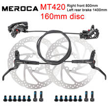 Meroca mt420 mtb freio de bicicleta hidráulico 160mm freio a disco de quatro pistão dianteiro direito/esquerda freio traseiro 800 / 1400mm bicicleta freio a óleo 2024 - compre barato