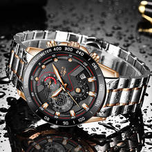 LIGE Date деловой мужской роскошный бренд часов наручные часы из нержавеющей стали Хронограф Кварцевые часы для военных часов Relogio Masculino 2024 - купить недорого