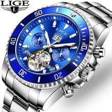 LIGE Design Men Automatic Watch Luxury Mechanical Wristwatch Stainless Steel Waterproof Watches Men Relogio Masculino Tourbillon 2024 - buy cheap