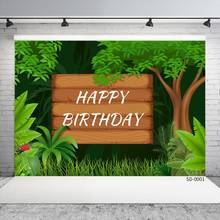 Custom Name Jungle Safari Forest Wooden Board Photocall Background Birthday Party Banner Photography Photo Studio Props Backdrop 2024 - buy cheap